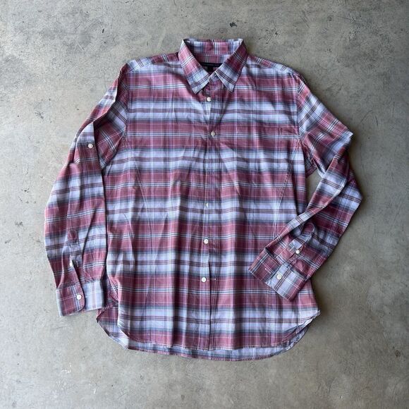 John Varvatos shirt Mens L red red plaid button up - Picture 1 of 2